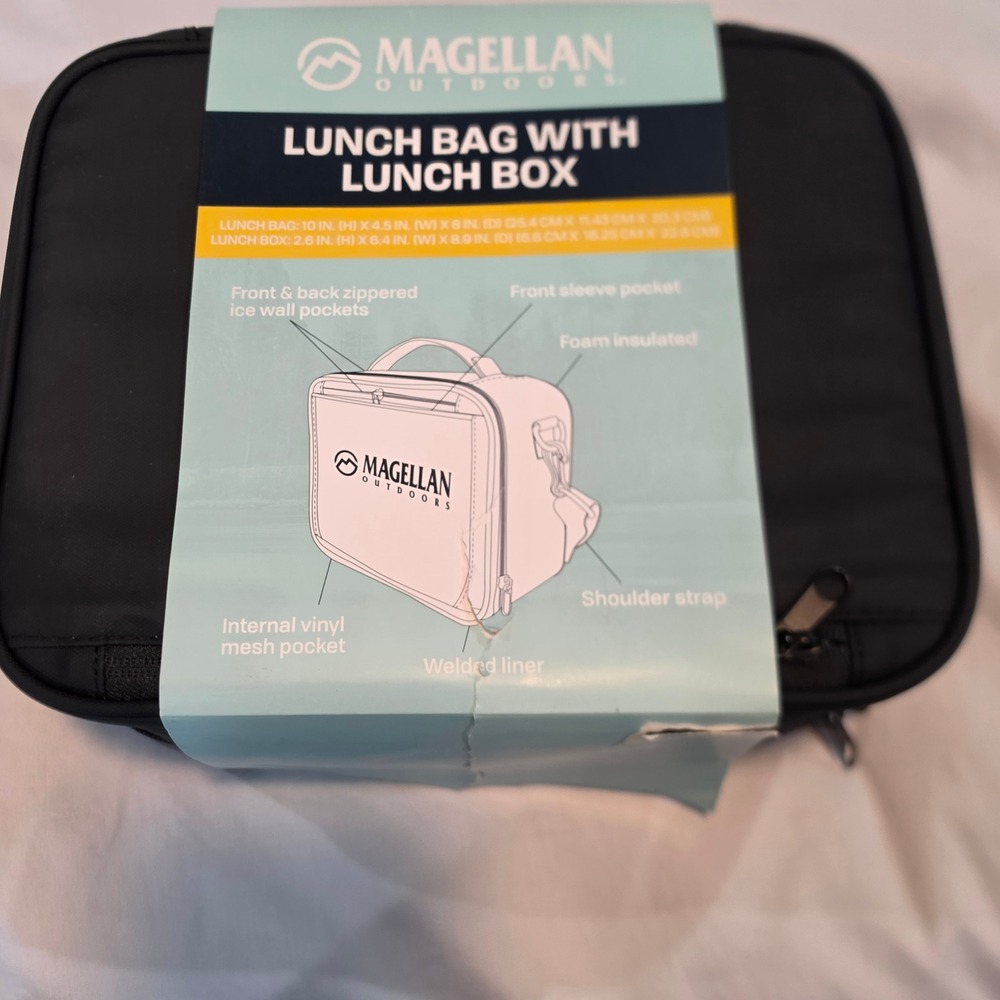 Magellan Outdoors Lunch Bag with Lunch Box Black New Insulated Bento